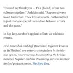 Jadakiss Instagram - It was an honor to be asked by @espn to contribute to their Hip-Hop at 50 tribute, saluting one of the great lines by one of the greats, our friend @jadakiss! Check out our full article all about “I’ma make bucks like Milwaukee, cause like Sam, I Cassell” right now on ESPN.com!!