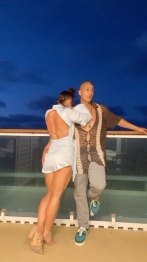 Jade Chynoweth Instagram - Sailing around the world together 🛥️ 🌊
#boatdaddy 
Lito wearing his Jade Stone 1s x @fuego.dance