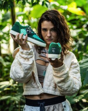 Jade Chynoweth Instagram - Link in bio to cop the Jade Stone 1s🌿🌱
Shipped worldwide 
Made from recycled plastic, bringing in elements of nature, and adorned with a real raw Jade stone!
I designed these myself with my broski @jagerchynoweth2 
@fuego.dance really brought our ideas to life!🥺🙏🏼
Link in bio!!!! Or head over to @fuego.dance ‘s website💚