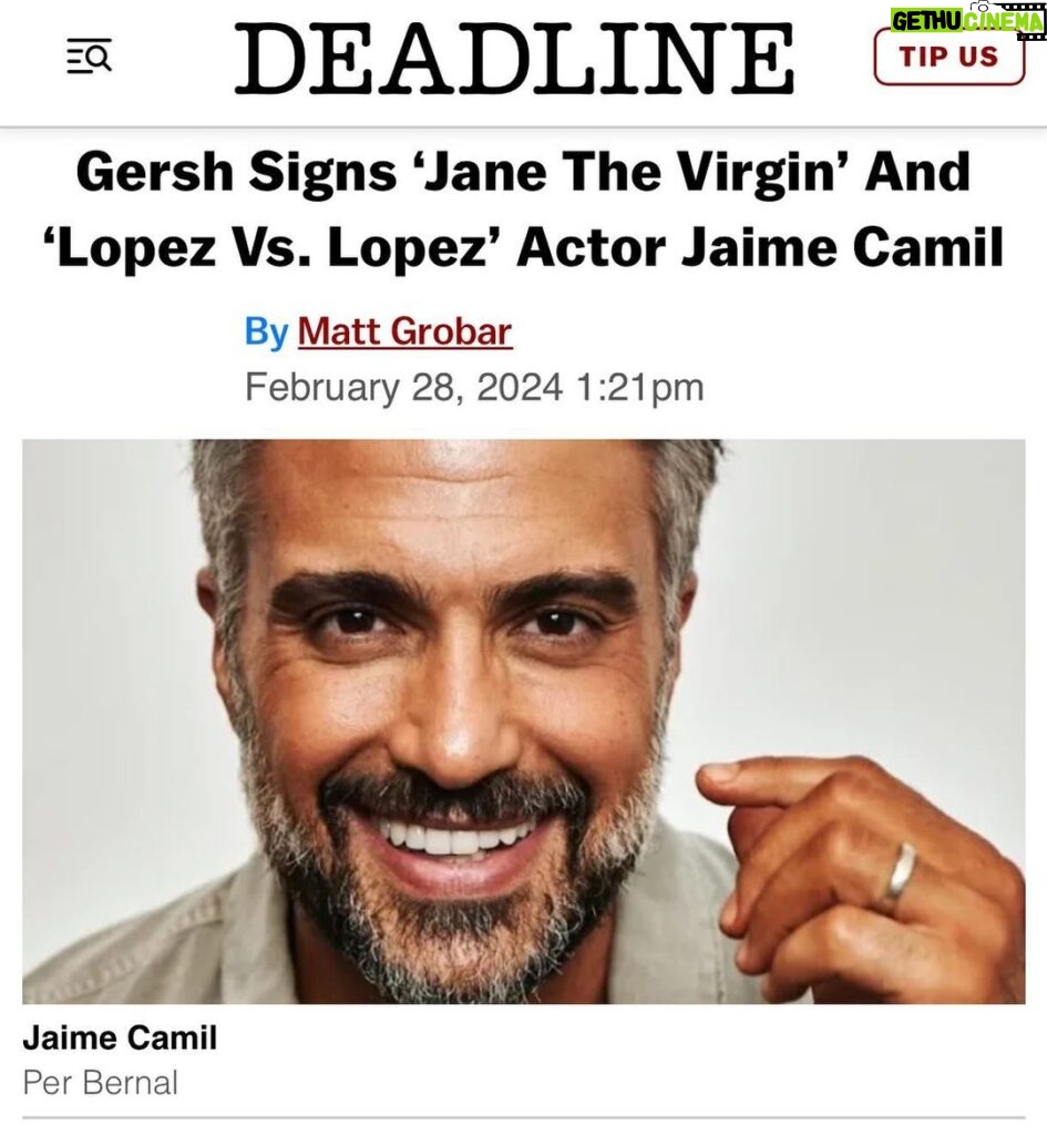 Jaime Camil Instagram - Excited for the future and happy to embark in this thrilling new journey with a powerful and beyond capable agency like @thegershagency 💪🏽 LFG! https://deadline.com/2024/02/jaime-camil-lopez-vs-lopez-actor-signs-gersh-1235841117/