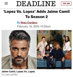 Jaime Camil Instagram - Can’t wait to share the stage with this group of talented individuals 🙌🏽🤩 / Muy emocionado de poder compartir el escenario con este talentoso grupo de actores 🙌🏽🤩 @nbc @mayanlopez @georgelopez #bricegonzalez selenisleyvaofficial @almadrigal @mattshively #lopezvslopez https://deadline.com/2024/02/lopez-vs-lopez-jaime-camil-cast-season-2-1235828447/