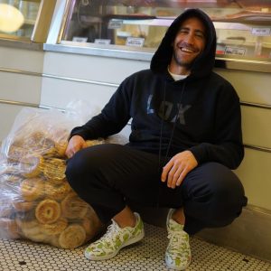 Jake Gyllenhaal Instagram - Nothing like a big bag of bagels and LOX! I designed a hoodie with my friends at Russ & Daughters, the proceeds from the sale of every hoodie will go to the Actors Fund’s efforts to support NYC theater workers impacted by the pandemic. It’s made from scratch in NYC from the highest quality raw material and local craftsmanship. When you wear this hoodie, you’ll be supporting three communities we care about: food, theater, and New York City. You may not know the incredible crew of people that make the theaters run. You may not know how tough the past year and a half has been for them, but I can tell you that nothing in the theater works without them. Help how you can. Buy a sweatshirt if you can, and know that you are supporting the real stars of the show! Link in bio.
(Disclaimer: Bagels were harmed in the taking of these photos)
