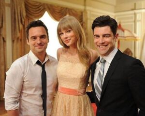 Jake Johnson Instagram - Here is an old photo of me and my dear friend/co-star @taylorswift (and her plus one) to remind you that @spiderversemovie IS STILL IN THEATERS!!!