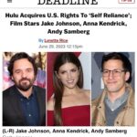 Jake Johnson Instagram – Really excited for you all to see #SelfReliance  on @hulu sept 8th. It’s a really wild ride & I loved working on it and how it turned it. Can’t wait for you to see all the great work so many people did on this.  And @biffwiff steals the whole damn thing every time he’s on screen. 

@annakendrick47 @thelonelyisland @biffwiff @mrchristopherlloyd @mrbradybaby @boban @jeffkobermeditation @ericjedelstein @dumbuardo @maryhollandaise @adamsilver1 @yesyourgrace_ @emilyhampshire @thereeldarylj @nataliemoralesloves @therealnancylenehan @elyhenry @gedgata @danromer (and so many others)