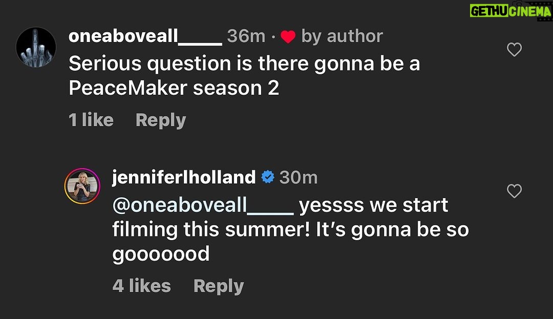James Gunn Instagram - The source is kind of iffy but this is true 😂. John Cena shared this on Howard Stern last week. To answer your follow-up questions: yes, we’ll be shooting Superman & #Peacemaker simultaneously; yes, I’ve written all the episodes; but, no, in the interest of getting the show out there I won’t be able to direct them all (only some); & yes, Waller’s still happening & Jeremy & Christal are hard at work writing great stuff, but the schedule was impacted by the strikes so Waller will come after PM in the larger order of things.