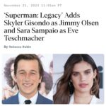 James Gunn Instagram – After auditioning hundreds of folks for both of these roles, we finally found perfect fits with both @skylergisondo and @sarasampaio! Can’t wait for you guys to see them in action the summer of ‘25! #supermanlegacy #jimmyolsen #eveteschmacher