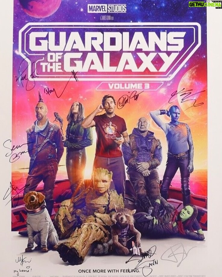 James Gunn Instagram - This Veterans Day, I'm supporting @homesforourtroops by offering a @Guardians of the Galaxy Vol 3 Poster signed by me, @prattprattpratt, @zoesaldana, Bradley Cooper, @DaveBautista, @karengillan, @PomKlementieff, @thejudgegunn, @NathanFillion, @mariabakalovaofficial, @chukwudi_iwuji & @willpoulter! Bid now on @ebay to support injured Veterans nationwide. Link in bio!