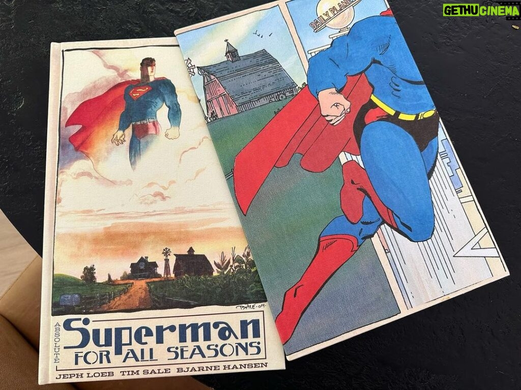 James Gunn Instagram - Just received this stunningly gorgeous Absolute edition of Superman for All Seasons, one of my favorite Superman stories & a huge influence on Legacy (& a strangely perfect bookend with All-Star Superman). The late, great Tim Sales artwork & Bjarne Hansen’s watercolor work have never looked better - nor have Clark & Ma & Pa. Jeph Loeb’s elegant, confident story still sings.