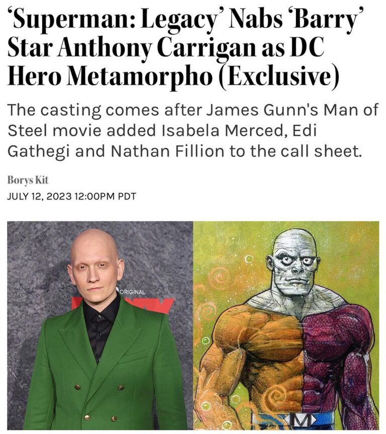 James Gunn Instagram - Metamorpho is one of my all-time favorite characters and I’m unbelievably excited by how we’re bringing him to the screen in #SupermanLegacy - and equally excited about working with @carriganagain.