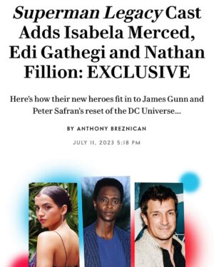 James Gunn Instagram - Hooray! Welcome to the Superman: Legacy cast, @isabelamerced as Hawkgirl, @iamedigathegi as Mister Terrific, and my old pal @nathanfillion as Green Lantern Guy Gardner!