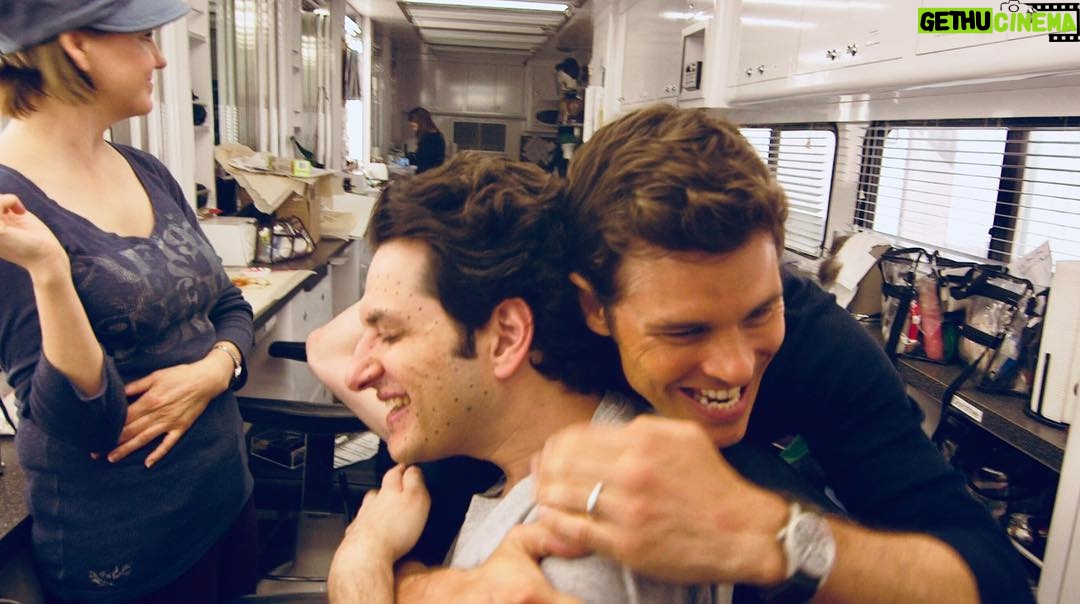 James Marsden Instagram - Some light grappling in the makeup trailer with @rejectedjokes and his motion capture speckled mug. #Sonic