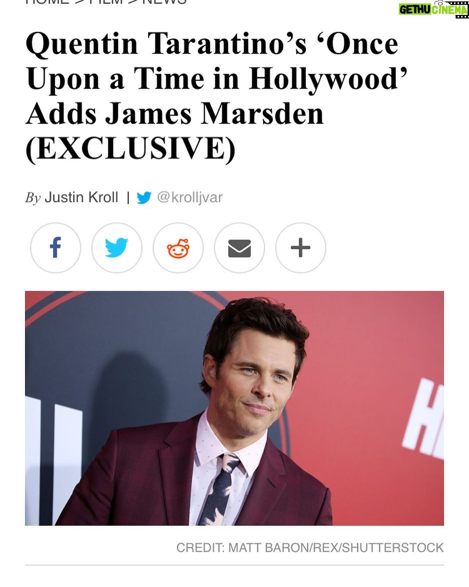 James Marsden Instagram - Bucket list. ✔️#Tarantino #variety