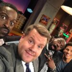 James Marsden Instagram – Thinking of our new boy band name with @sterlingkbrown @j_corden and @briantyreehenry and needing a lead singer.  #latelateshow