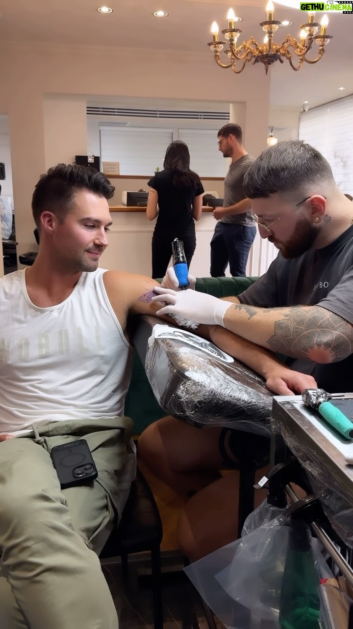 James Maslow Instagram - I will fear no evil- לֹא אִירָא רָע 🪬 💀🦋💀🦋 This tattoo melds the stark reality of a skull with the dynamic presence of a butterfly to convey a message of life’s resilience and continuity. The skull, a representation of life’s inevitable conclusion, contrasts with the butterfly, traditionally seen as a symbol of change and endurance, embodying the human spirit’s ability to adapt and survive. As the butterfly confronts its reflection on the skull, it prompts a reflection on our own journey through life’s challenges, underscoring the strength and tenacity inherent in our nature. This design is a bold testament to the unyielding cycle of existence. @jamesmaslow explained AND I Executed 💀🦋 Tel-Aviv, Israel