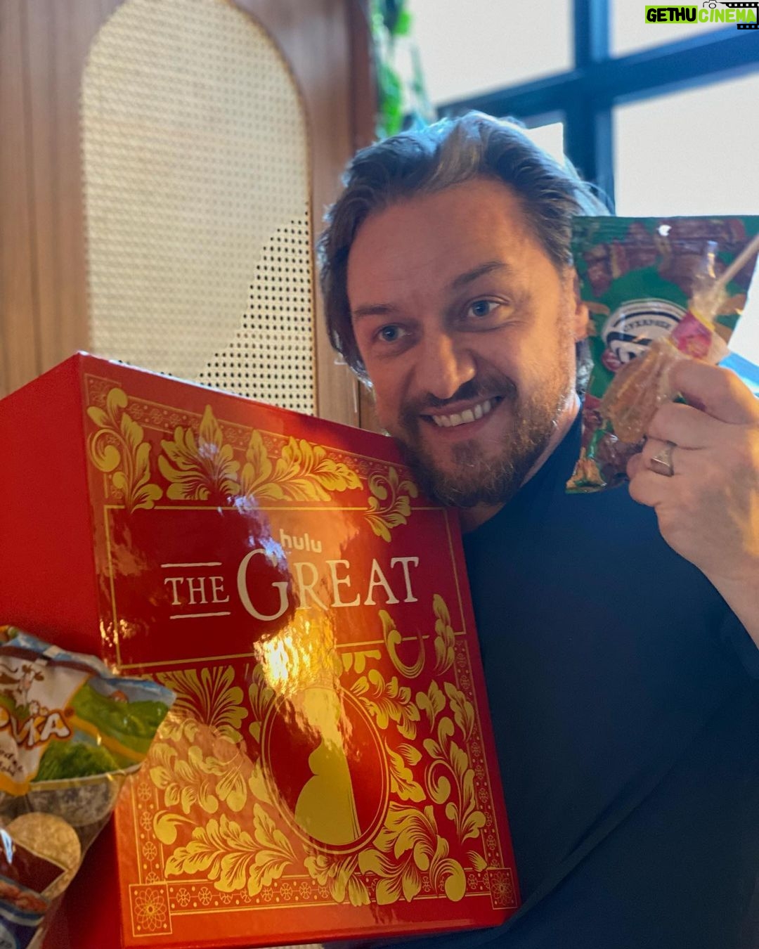 James McAvoy - 198.9K Likes - Huzzah! I Can’t wait for the new season of @thegreathulu and @nicholashoult smashing it as usual…thanks for the treats you guys. #huzzah
