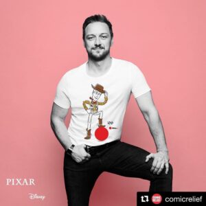 James McAvoy Instagram - The shops are opening back up!

If you're popping into @tkmaxxuk, grab yourself one of these  Disney Pixar chari-tees.

Every item includes a donation to help vulnerable children and young people in the UK & around the world.  #tkmaxx #comicrelief #pixar #charitees #woody