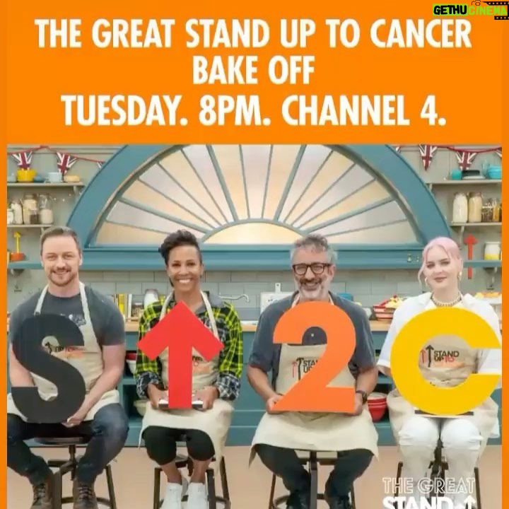 James McAvoy Instagram - TONIGHT. 8pm U.K. time. On @channel4 all on aid of @su2cuk LINK IN BIO. #bakeoff #gbbo #standuptocancer #cancer #cancerresearch @gbbo_fans @damekellyholmes @annemarie @therealbaddiel The Tent