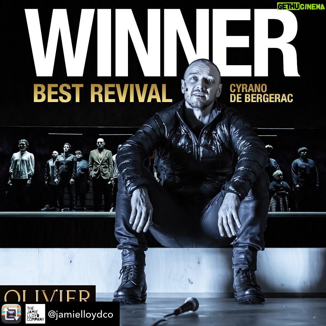 James McAvoy Instagram - Thanks for the award @olivierawards we’re all very chuffed.well done to everyone who was nominated it won something tonight. @jamielloyd @jamielloydco @evbarratt @madamaustin @benringham @atg_tickets @playhousetheatrelondon
