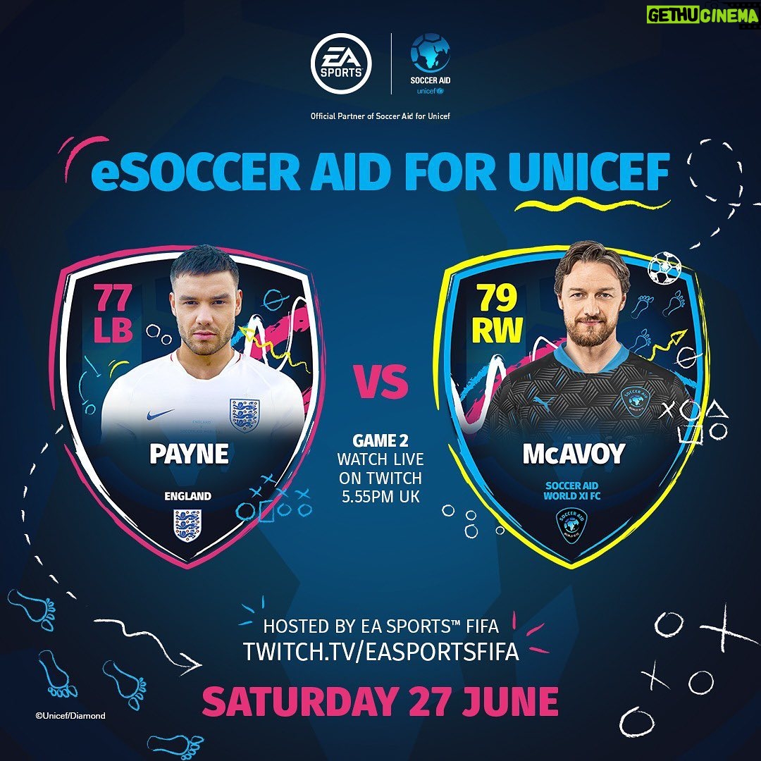 James McAvoy Instagram - Come on, letโs play some FIFA and raise lots of money ๐ฎ๐ Watch me take on @liampayne at 5.45pm UK time ๐ http://Twitch.tv/easportsfifa @SoccerAid | @Unicef_UK | @DFID_UK | @EASPORTSFIFA #soccersaid #soccer #football #charity #covid19