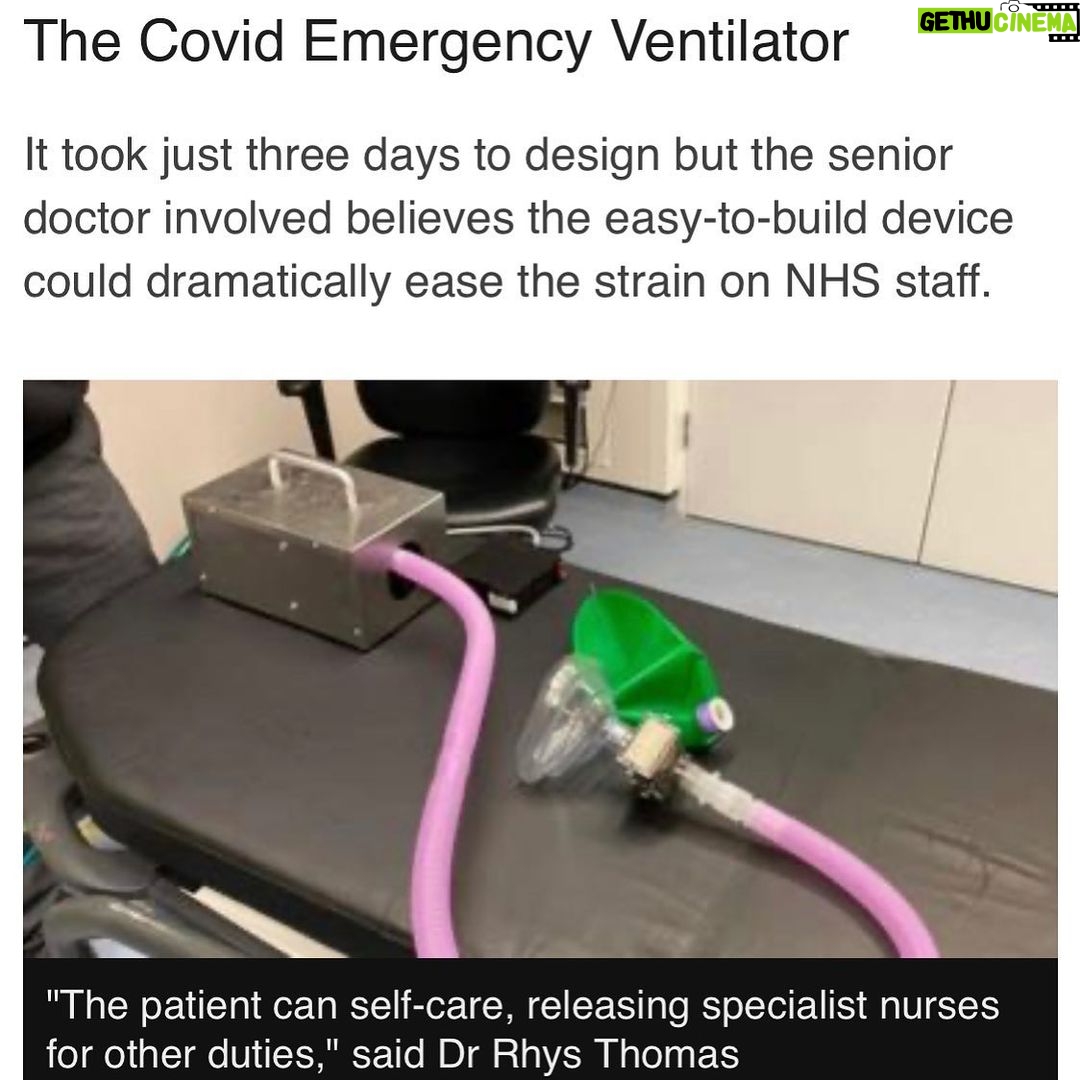 James McAvoy Instagram - Great work coming out of Wales from Dr Ryhs Thomas . #ventilator #drrhysthomas #glangwilihospital go 🏴