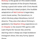 James McAvoy Instagram - LINK IN BIO Check out the latest @empiremagazine where I’m interviewed about @audible_uk production of @neilhimself ‘s Sandman season one. @ctah1976 #sandman #thesandman #audiodramas #audible