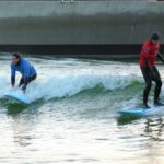 James Phelps Instagram - If you're going to wipe out... wipe out BIG! Great morning at @thewave and thanks to Harry for showing me how surfing is done properly, I think the dismount comes naturally though 🙈🦭🏄‍♂️🌊 The Wave