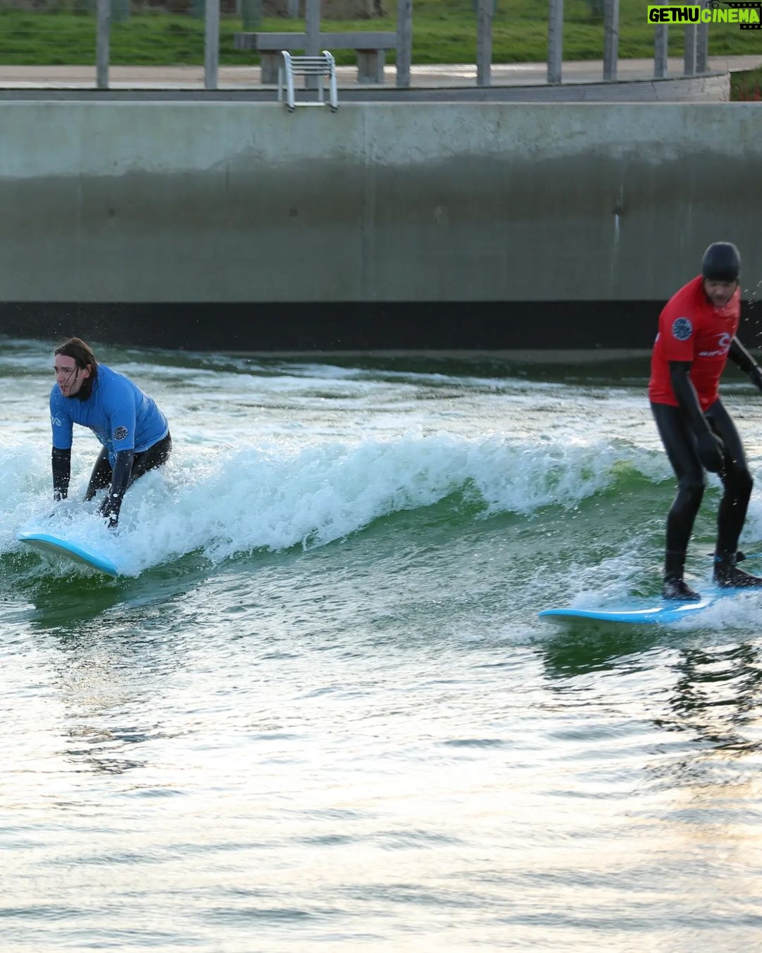 James Phelps Instagram - If you're going to wipe out... wipe out BIG! Great morning at @thewave and thanks to Harry for showing me how surfing is done properly, I think the dismount comes naturally though 🙈🦭🏄♂️🌊 The Wave