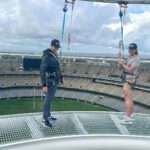 James Phelps Instagram - Hanging around at the @optusstadium We saw the State of Origin game yesterday and head you can hang off the roof of the stadium...so we did! #theozoneperth #wa #yesIHadALittleHeadRush Optus Stadium