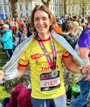 James Phelps Instagram - London Marathon ✔️
Possibly one of the hardest things I have ever done. But so happy I did.
Hip went after 21 miles but limped/wobbled home in 4hrs46.24
Thank you everyone for the amazing support and donations to @endometriosis.uk 
Let's keep spreading awareness about Endo !
(yes the shirt rubbed.....😵‍💫)

Donation link is in my bio

🏴󠁧󠁢󠁥󠁮󠁧󠁿🏃‍♂️🤙🫠🏅
 #endometriosisawareness #endometriosis #londonmarathon #bloodsweatandtears