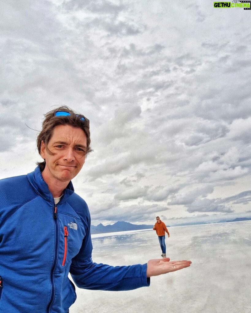 James Phelps Instagram - Whilst in Utah @oliver_phelps & I checked out the Bonneville Salt Flats. Home to the land speed records. Definitely worth going to see and if you can , have a little drive. 🤠 Oliver also dragged us to see the joining point for the first transcontinental telephone line (looknat my excitement)... now I've been maybe you won't have to! 🙄😴