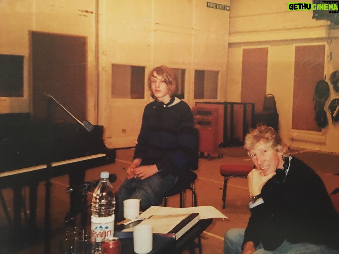 Jamie Campbell Bower Instagram - 14 year old me at Abbey Road Studios with the legend that is Mr Roger Waters from Pink Floyd. Kudos to anyone who knows what we were recording. 👊🖤