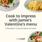 Jamie Oliver Instagram - After 23 years together I still love to cook something special for my beautiful Jools on Valentine’s day. If you’re looking for that special something to cook for your special someone (OR that special someone includes yourself !!!) then look no further ! I’m talking fresh hand-cut pasta, a fabulous salad, and a luxurious dessert. Start learning my secrets, techniques and favourite recipes in my @yeschefhq class which you can now get £20 off by using my promo code JAMIEVAL at checkout. Link in my bio x x #JamieOliverxYesChef #AD