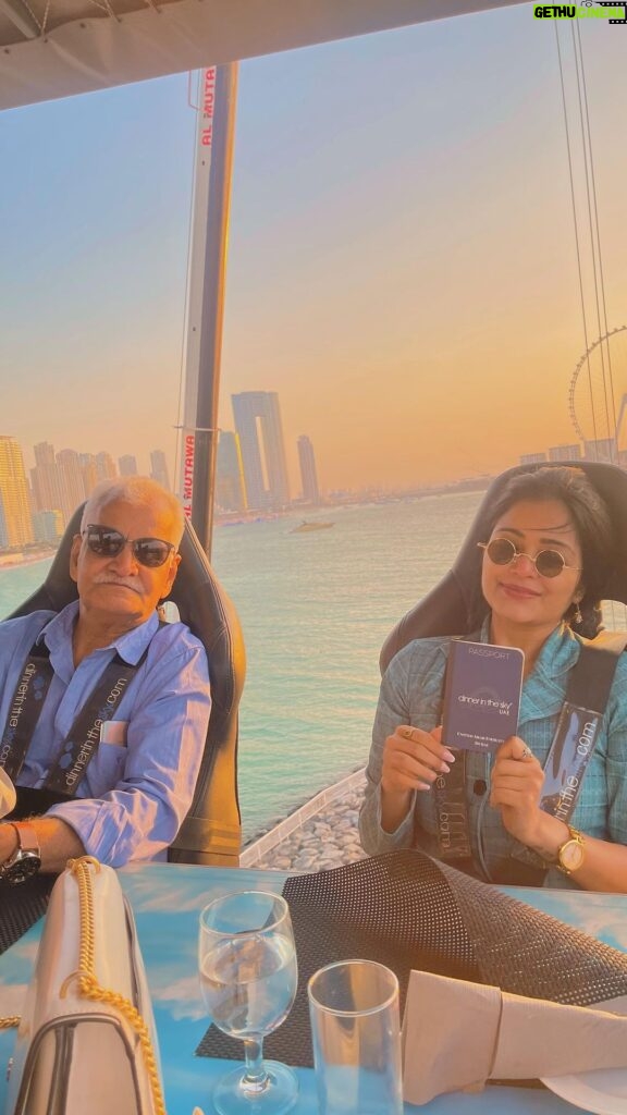 Janani Iyer Instagram - My Dad and I at ‘Dinner in the sky’ , Dubai! What an incredibly fun experience! ❤ @gtholidays.in . Are you terrified of heights? Dubai, United Arab Emirates