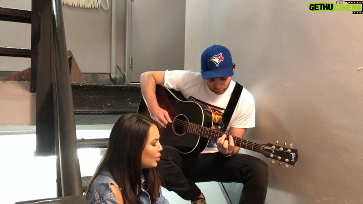 Janel Parrish Instagram - Was going through old singing videos and found this gem. Miss you and this show @benjcamenzuli 🥰 Roger and Sandy’s unplugged version of “Hopelessly Devoted To You” during #greasetoronto ⚡️