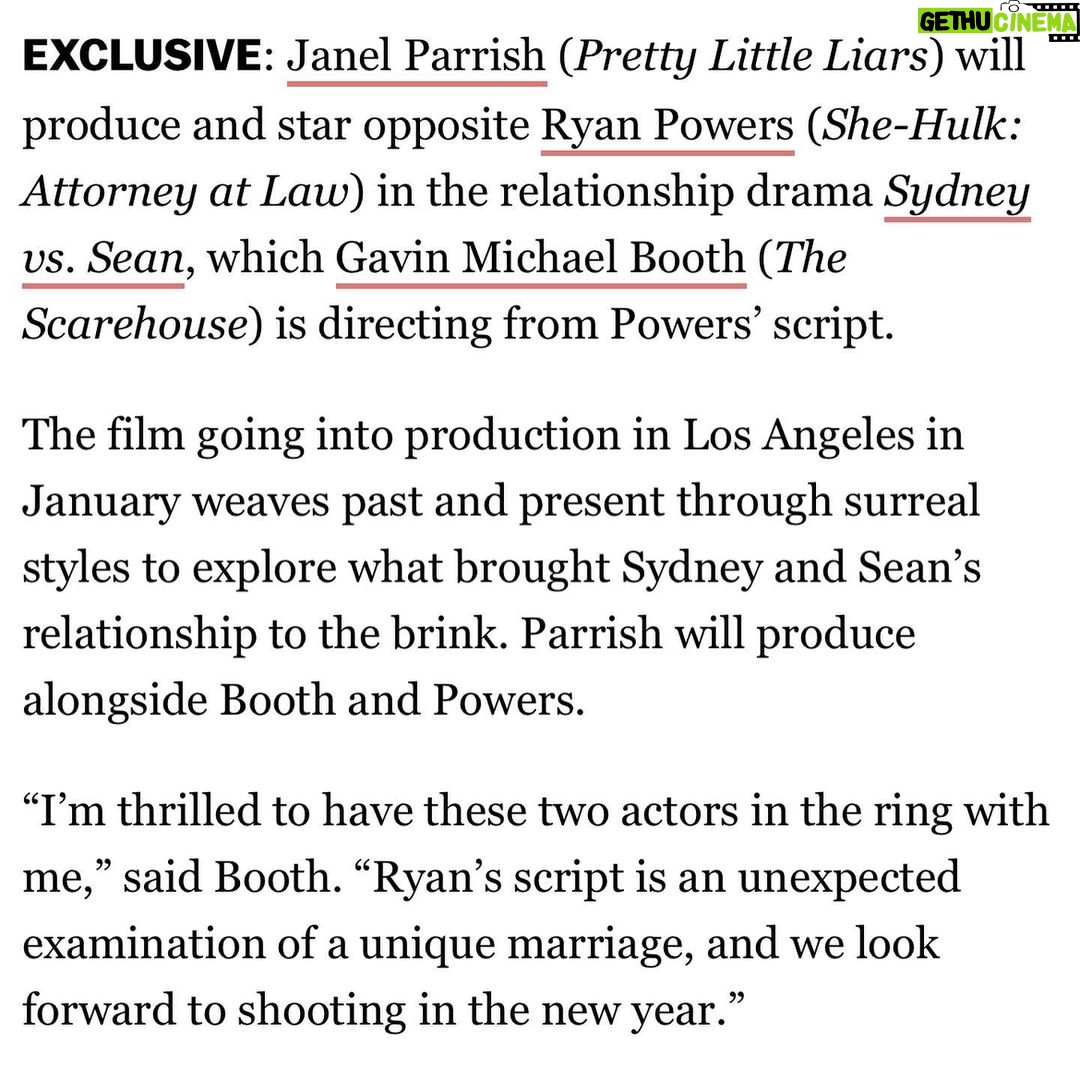 Janel Parrish Instagram - This one is really special. Thrilled to be a part of this team @ryanpowerz @gavinmichaelbooth 🤍
