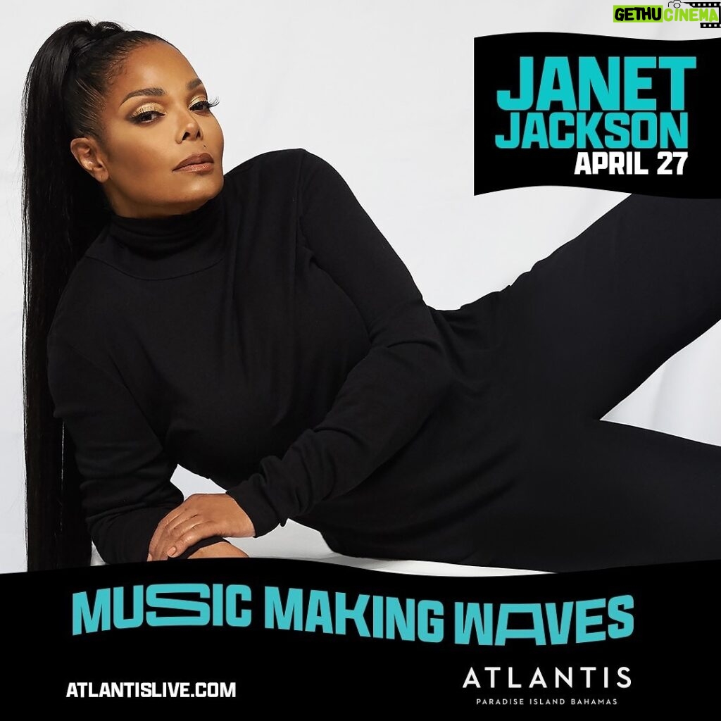 Janet Jackson Instagram - This’ll be fun. Atlantis Paradise Island. Bahamas. April 27th. 😉 Tickets on sale Thursday December 21st, 10am at AtlantisLive.com (link in bio)