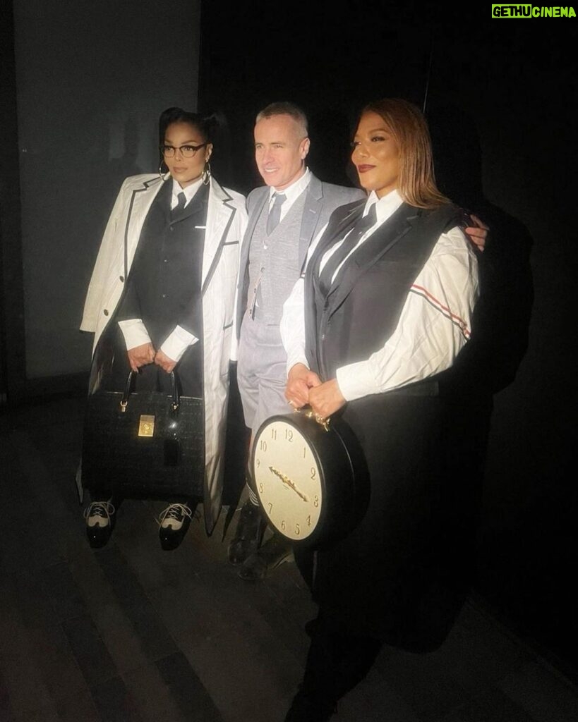 Janet Jackson Instagram - Thom Browne. One of the very best. A true genius. Congratulations on another great show! 👏🏽 Clothing: @thombrowne Hair & Make-Up: @prestonmakeup Nails: @beautybymarcelallc New York, New York