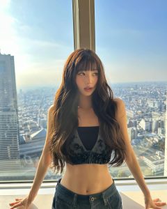 Jang Won-young Instagram - 💋 Discover the new @miumiu upcycled collection in the store #MiuMiuUpcycled