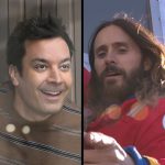 Jared Leto Instagram - Jimmy and @jaredleto share a moment together while he climbs the @empirestatebldg to announce the upcoming @30secondstomars World Tour! #FallonTonight The Tonight Show Starring Jimmy Fallon