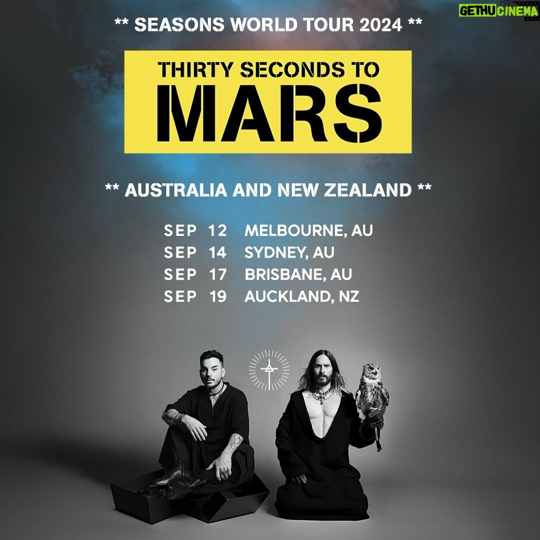 Jared Leto Instagram - Whoβs coming and to which show??πΊπ» North America - presale starts TODAY @ 10am local, password: Seasons Empire πΈ & π₯: @renan_ozturk Heli π₯: @gotham.film // Aerial DP: @vancalcine Graphic Design: @grossjulian Poster πΈ: @jackwaterlotstudio Thanks to: @empirestatebldg & @raybanmeta π