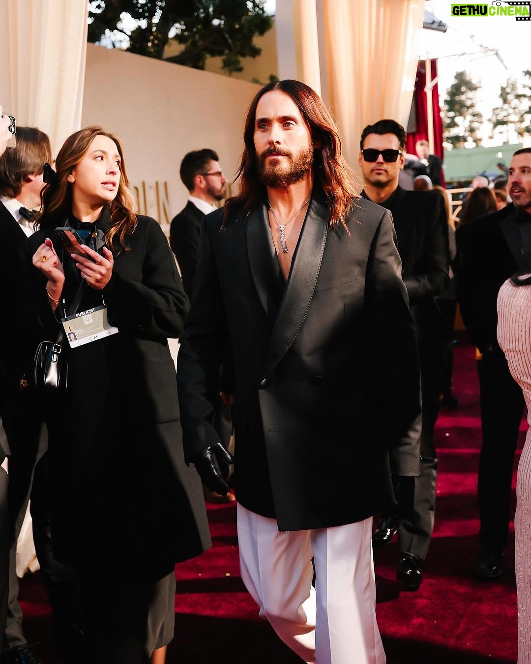 Jared Leto Instagram - Last night at the #GoldenGlobes π€ @givenchy @louboutinworld @cartier Thanks for having me π @goldenglobes πΈ: Getty Images / Steve Granitz / Michael Buckner / Todd Williamson/CBS / Kevin Mazur / Charley Gallay / Jon Kopaloff Grooming: @jamie_grooming Styling: @theadamballheim Hair: @rubyhowes