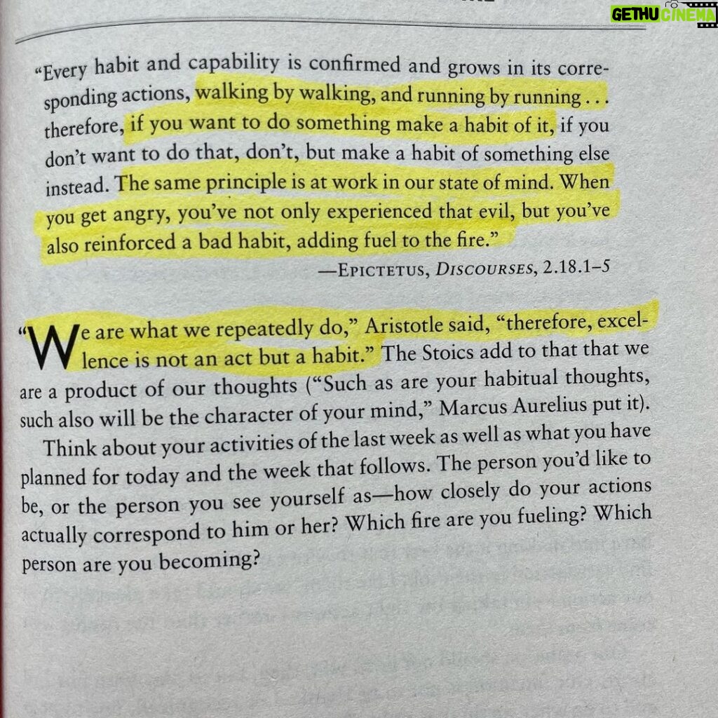 Jared Padalecki Instagram - So we just finished an awesome @gomantralabs Spring Challenge with @campgladiator - way to go y’all! The takeaway this #mantramonday is to make these healthy decisions become HABITS. I was reading the @dailystoic book by @ryanholiday and appreciated this page on fueling the habit bonfire. Remember our goal is not to be perfect, but to make progress every day through our decisions so “excellence is not an act but a habit” - I love this and it means we all get to start being excellent at any moment, with a single decision. #akf #spnfamily #walkerfamily #mantrafamily