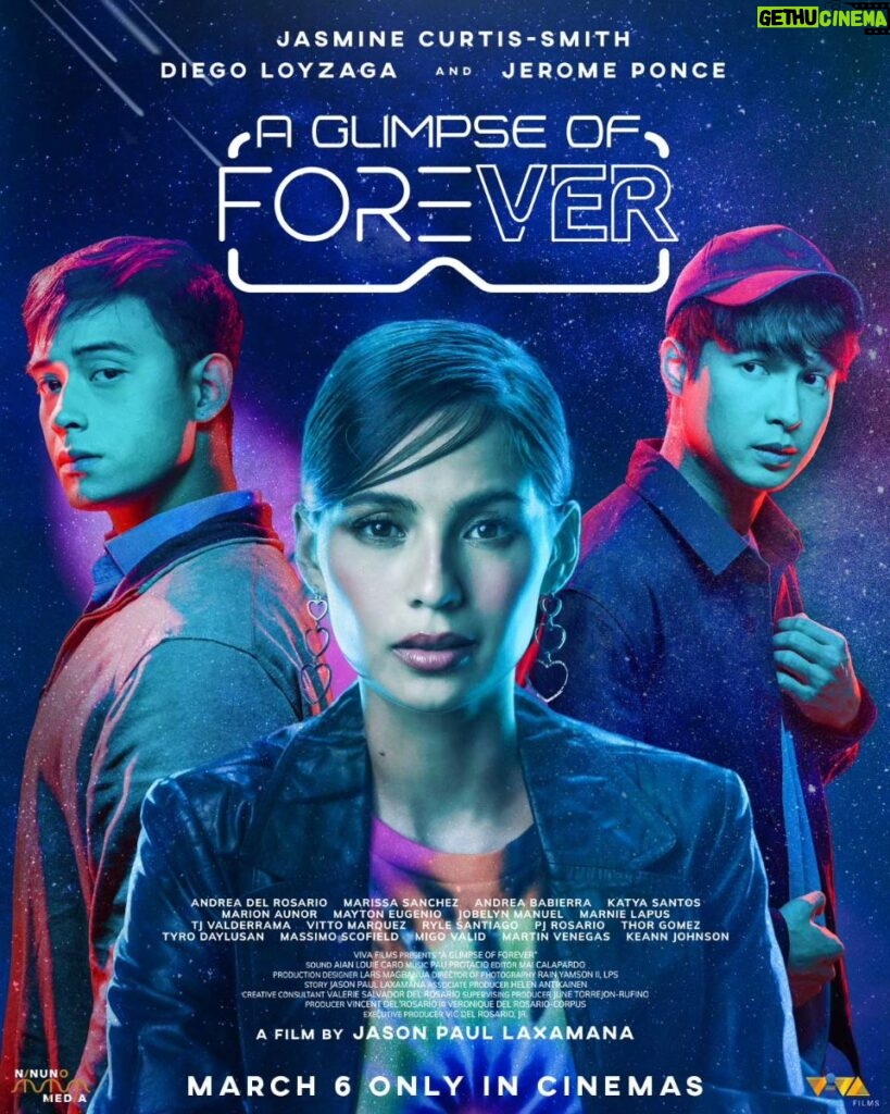 Jasmine Curtis-Smith Instagram - Can love surpass the virtual world? Take a look at the Official Poster of 'A GLIMPSE OF FOREVER'. Starring Jasmine Curtis-Smith, Diego Loyzaga, and Jerome Ponce. From the writer/director of 'JUST A STRANGER', '100 TULA PARA KAY STELLA', and 'EXPENSIVE CANDY', Jason Paul Laxamana. March 6 Only In Cinemas. #AGlimpseOfForever #JasmineCurtis #DiegoLoyzaga #JeromePonce