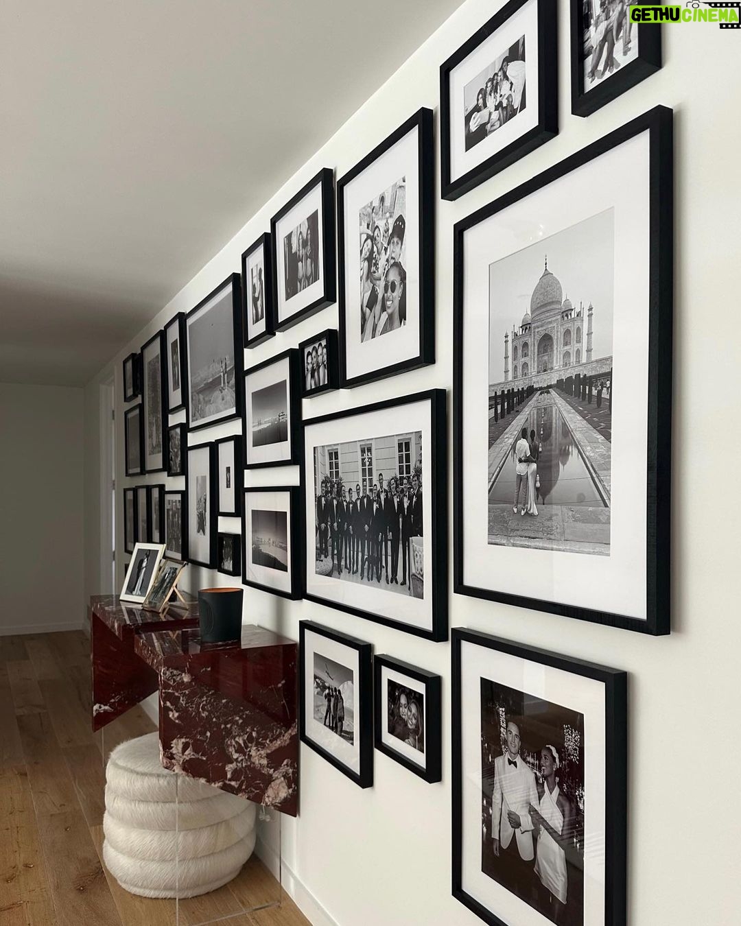 Jasmine Tookes Instagram - The second I saw this wall, I knew It was the perfect place to create a gallery wall filled with some our most amazing memories. @framebridge made this process so smooth & helped bring my vision to life.