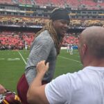 Jason Oppenheim Instagram - Flew out to D.C. this weekend with some friends to watch the Commanders get a W! It was an absolute dream getting to meet so many of the legendary players I grew up watching, and so many of the new guys who carry the torch @commanders #httc Special thanks to team president Jason Wright, and PR @sophialautieri @emileefails Commanders Field