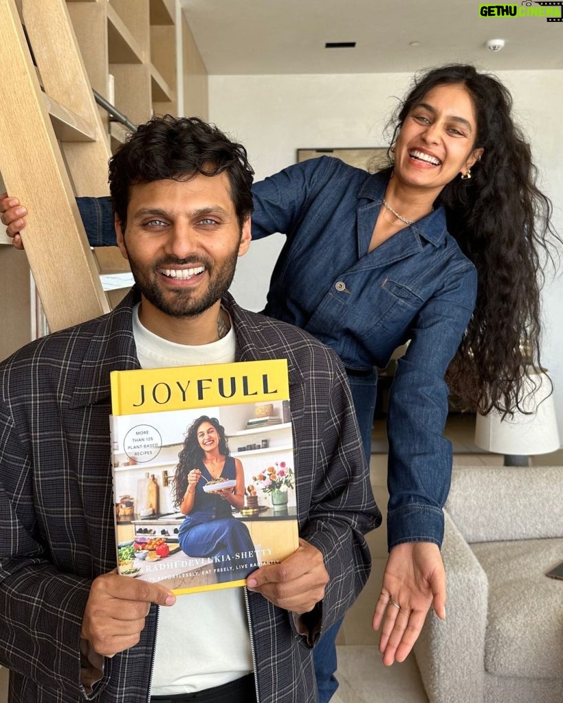 Jay Shetty Instagram - @radhidevlukia’s FIRST EVER cookbook, JOYFULL is OUT TODAY at www.joyfullbook.com OR on Amazon (link in bio) If you do anything for yourself today, it would mean the world to me if you make it ordering my wife’s BRAND NEW cookbook, Joyfull. I promise it will not only bring 125 savory and sweet plant-based recipes to your kitchen, but it will bring so much JOY to each and everyone of you. I am so proud of Radhi because I know how hard she’s worked on this and it’s so rewarding to watch it all come to life. Order your own copy at joyfullbook.com or on amazon