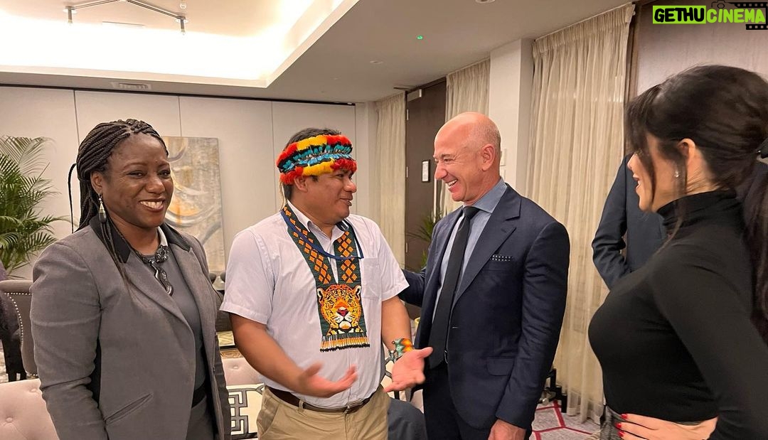 Jeff Bezos Instagram - Wonderful meeting with Tuntiak Katan from the Shuar tribe in Ecuador and Solange Bandiaky-Badji, from the Rights and Resources Institute. Indigenous peoples are custodians of over a third of the world’s tropical forests. We must champion their efforts to protect our planet. @BezosEarthFund