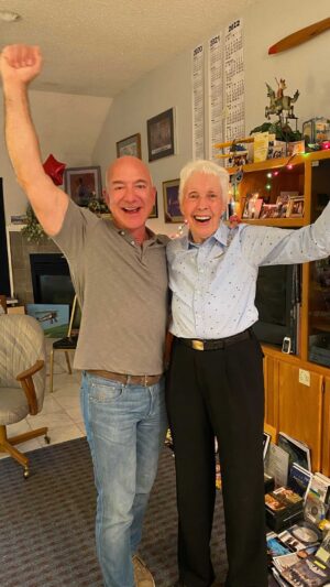 Jeff Bezos Instagram - In 1961, Wally Funk was at the top of her class as part of the “Mercury 13” Woman in Space Program. Despite completing their training, the program was cancelled, and none of the thirteen flew. 

It’s time. Welcome to the crew, Wally. We’re excited to have you fly with us on July 20th as our honored guest. #GradatimFerociter