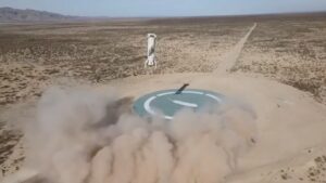 Jeff Bezos Instagram - Today’s @BlueOrigin landing and the epic view from above the Kármán line. #NeverGetsOld #GradatimFerociter