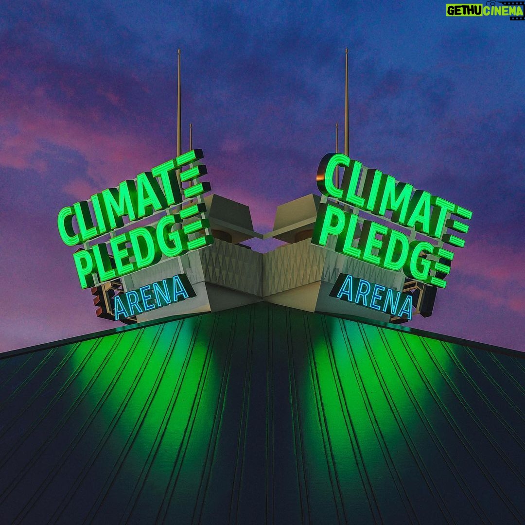 Jeff Bezos Instagram - I’m excited to announce that Amazon has bought the naming rights to the historic Seattle arena previously known as KeyArena. Instead of calling it Amazon Arena, we’re naming it Climate Pledge Arena as a regular reminder of the urgent need for climate action. It will be the first net zero carbon certified arena in the world, generate zero waste from operations and events, and use reclaimed rainwater in the ice system to create the greenest ice in the NHL. #ClimatePledge